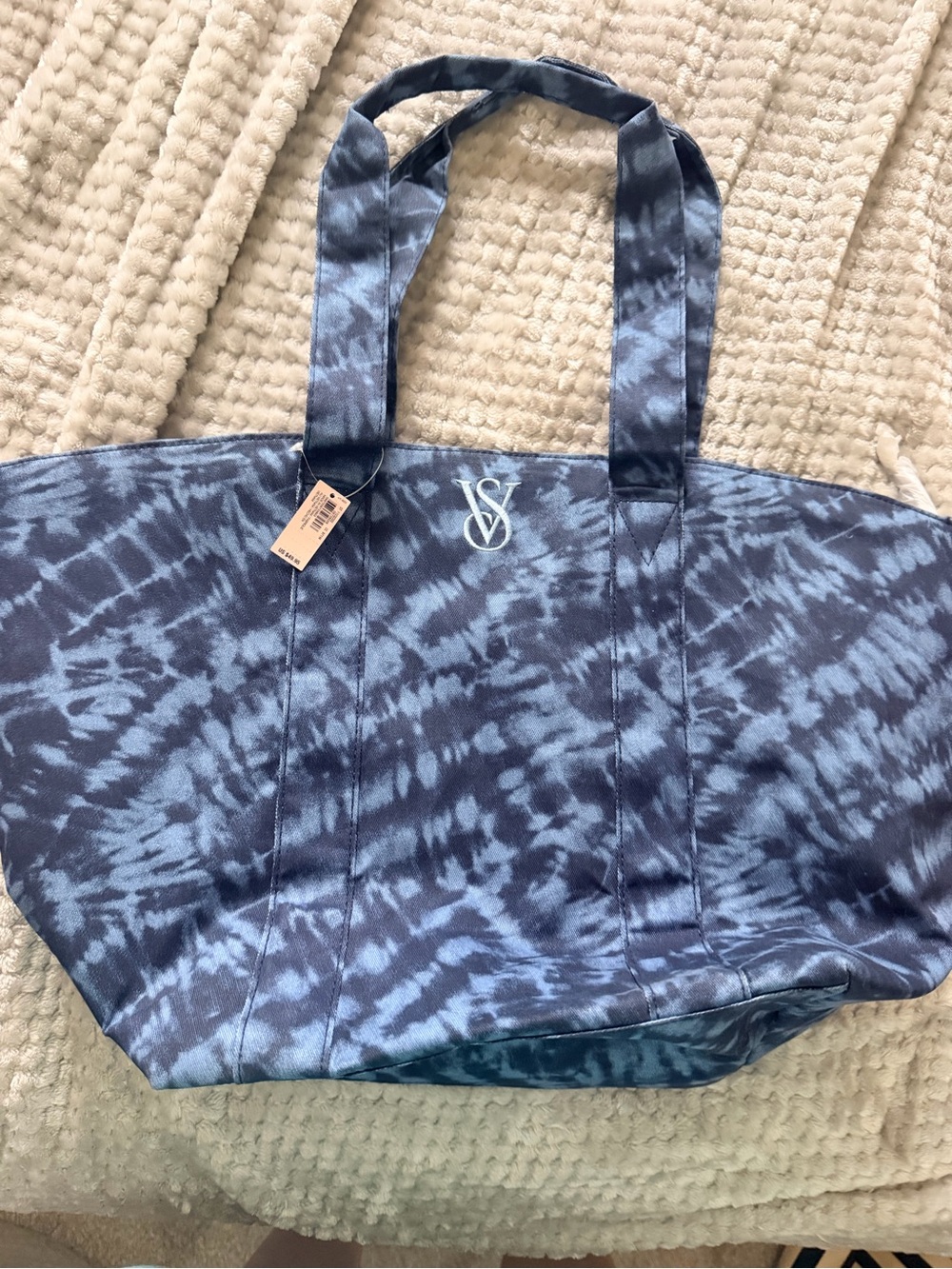 Victoria's Secret Navy Blue Tie-Dye Canvas Tote